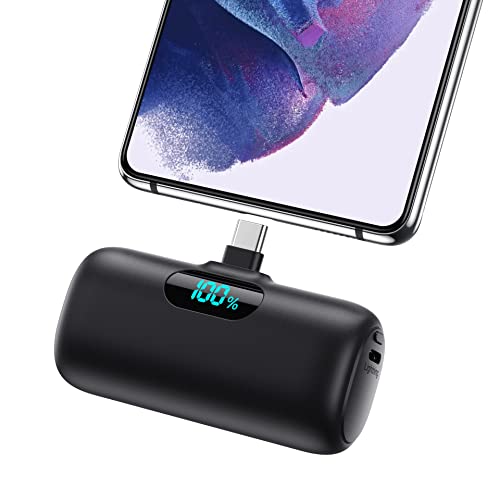 Feob Power Bank USB C 5000mAh,15W PD 3.0A Fast Charging Portable Charger Mini Power Bank LCD Display Battery Pack Compatible with iPhone 16/16 Pro/16 Plus/15 Series,Samsung S23/S22,USB C Phones etc