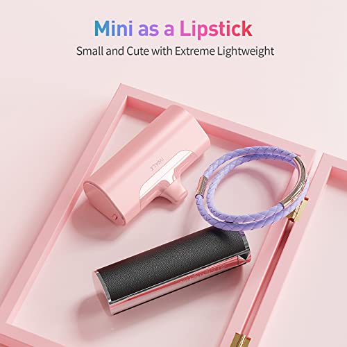 iWALK Mini Portable Charger 4500mAh Ultra-Compact Power Bank Small and Cute Battery Pack Compatible with iPhone 14/13/13 Pro/13 Pro Max /12/12 Pro/12 Pro Max/11 Pro/XR/X/8/Plus，Airpods and More,Pink