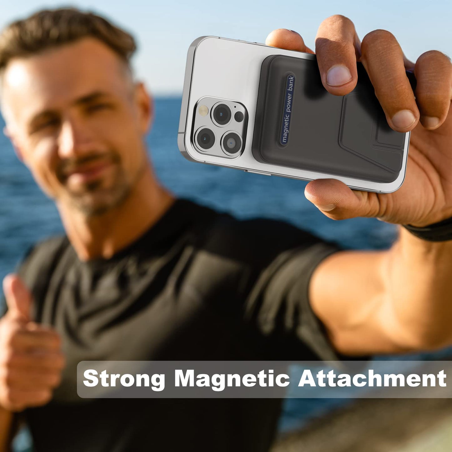 Magnetic Power Bank 10000mAh, AOGUERBE Mag-safe Portable Charger, Magnetic Battery Pack Powerbank with stand Fast Charging USB-C Compatible with Mag-safe for iPhone 15/14/13/12/Pro/Pro Max