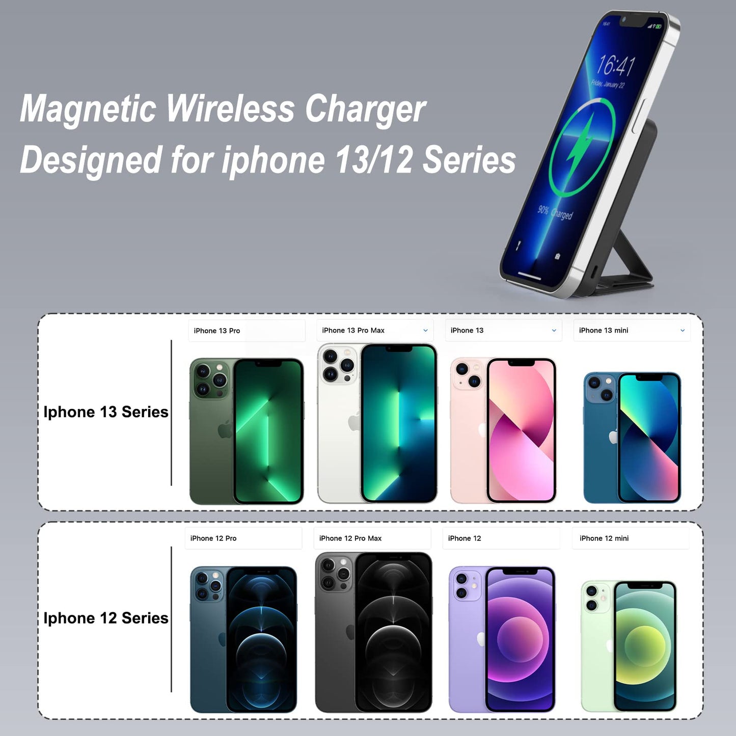 Magnetic Power Bank 10000mAh, AOGUERBE Mag-safe Portable Charger, Magnetic Battery Pack Powerbank with stand Fast Charging USB-C Compatible with Mag-safe for iPhone 15/14/13/12/Pro/Pro Max